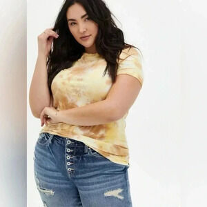 Torrid Slim Fit Ribbed Tie Dye Crew Neck Tee